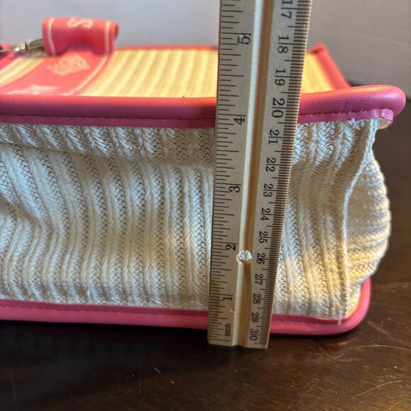 Steven Madden Pink & White Woven Crossbody Bag With Adj Strap & Interior Pockets - Picture 9 of 15